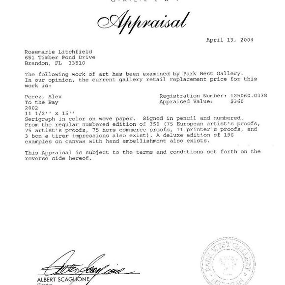 "To the Bay" by Alex Perez Serigraph - Picture 5 of 6